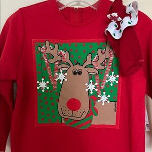 Festive Reindeer Kids Shirt - Red